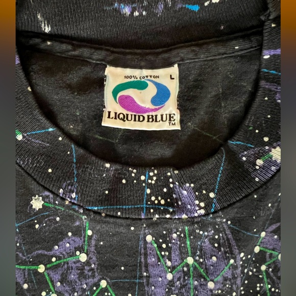 VINTAGE 1993 Liquid Blue Constellation Astrology All Over Print t-shirt men’s L - Picture 3 of 3